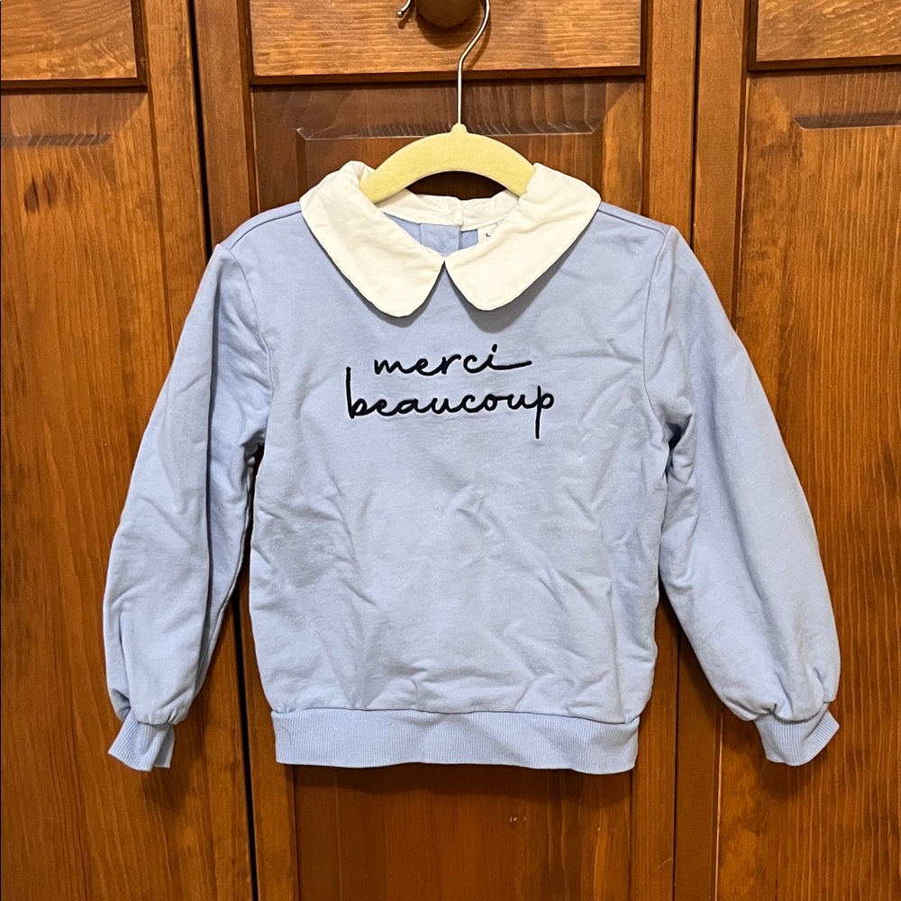Janie and Jack Blue Sweatshirt with White Collar